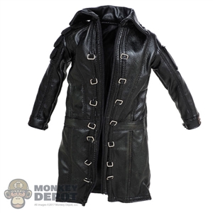 Coat: Flagset Mens Black Leather-Like Jacket