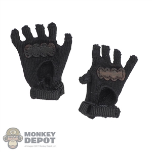 Gloves: Flagset Mens Fingerless Black Cloth Gloves