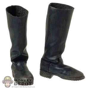 Boots: Flagset Mens Black Leather Boots