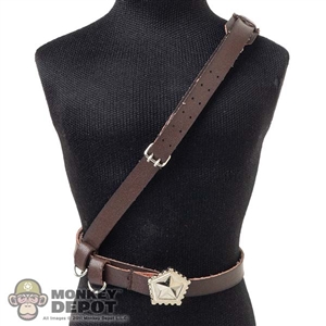 Belt: Flagset Mens Brown Leather-Like Soviet Belt w/Strap