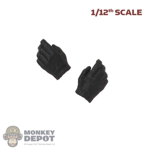 Hands: Great Twins 1/12 Mens Black Molded Gloved Hands (Relaxed)