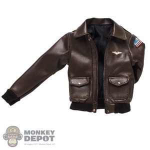 Coat: Hot Toys Carol Danvers Brown Leather-Like Flight Jacket