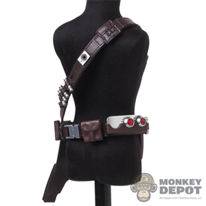 Belt: Hot Toys Brown Leather-Like Utility Belt w/Pistol Holster + Ammo Clips