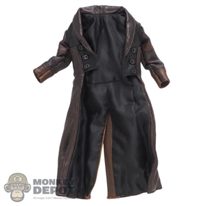 Coat: Hot Toys Female Brown Leather-Like Jacket