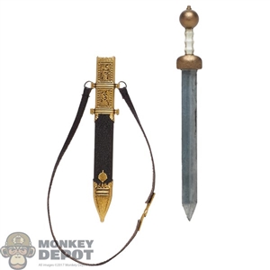 Sword: HY Toys Metal Long Sword w/Brown/Gold Scabbard