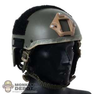 Helmet: King's Toys Mens Green Helmet w/Velcro + Light