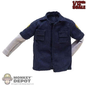 Shirt: LToys 1/12 Mens Blue Police Uniform Top w/Sewn-in Sleeves