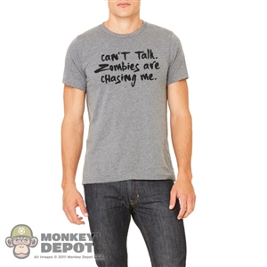 Monkey Depot Shirt: Mens Grey Can't Talk Zombie Shirt