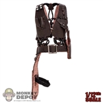 Harness: Magic Toys 1/12 Mens Brown Leather-Like Vest w/ Holster