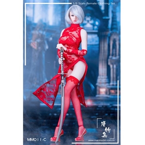 Outfit Set: ManModel MISS 2B’s Lace Cheongsam Set in Red (MM-011C)