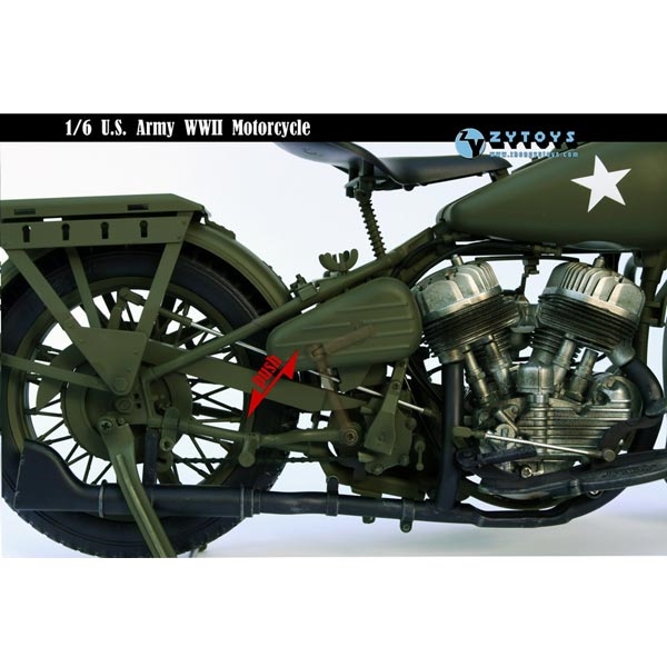 DAMAGED Boxed Vehicle: ZY Toys 1/6 US Army WWII Motorcycle (ZY-8038) *READ  NOTES