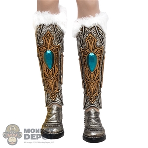 Boots: TBLeague Female Silver + Gold Boots w/Fur Leg Sleeves