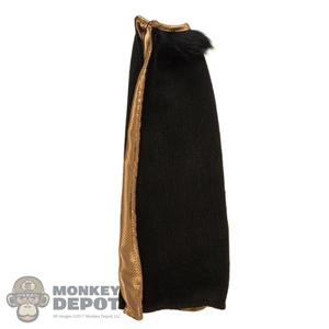 Cloak: TBLeague Mens Long Black + Gold Cloak w/Fur Collar