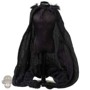 Robe: TBLeague Female Long Black Hoodless Cloak w/Fur