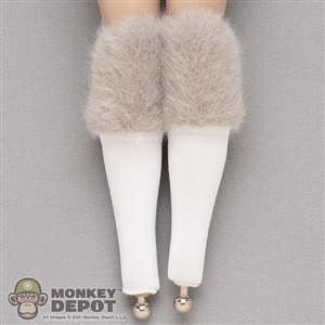Leggings: TBLeague Female White and Gray Fur Stockings