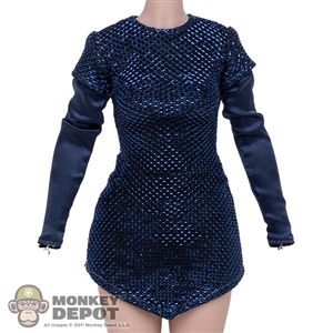 Dress: TBLeague Female Blue Chainmail-Like Dress w/ Blue Sleeves