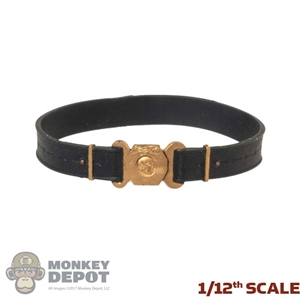 Belt: PC Toys 1/12th Mens Molded Black Belt w/Gold Buckle