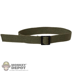 Belt: QO Toys Mens Green Trouser Belt w/Metal Buckle