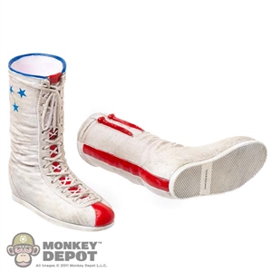 Shoes: Star Ace Mens White and Red Boxing Boots
