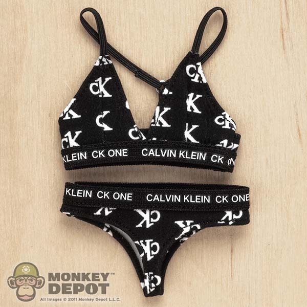 Monkey Depot - Lingerie: SA Toys CK Logo Black Strappy Bra and Underwear Set