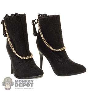 Boots: Super Duck Female Black Suede-Like High-Heeled Boots