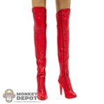 Boots: Super Duck Red Thigh-High High Heel Boots