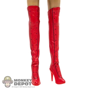 Boots: Super Duck Red Thigh-High High Heel Boots