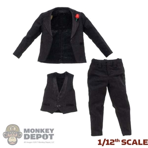 Suit: Shark Toys 1/12th Mens 3 Piece Tuxedo w/Red Rose