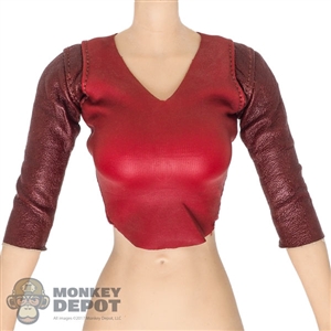 Shirt: Super Seminary Female Red Leather-Like Top