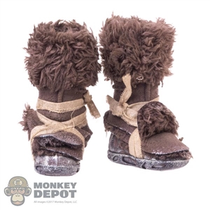 Boots: ThreeZero Mens Molded Shoes w/Cloth Fur Coverings (Snow Weathered)