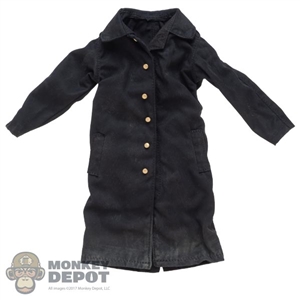 Coat: ThreeZero Mens Black Trench Coat (Weathered)