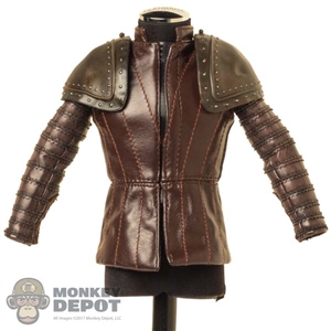 Top: ThreeZero Mens Leather-Like Coat w/Removable Pauldrons