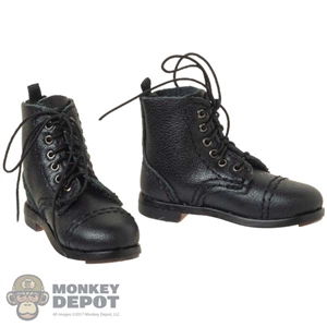 Boots: Ujindou Mens WWII Short Black Leather-Like Combat Boots