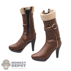Boots: Very Cool Female Brown Leatherlike Boots w/Feet