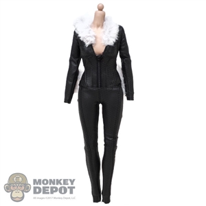 Suit: Very Cool Female Black Leather-Like Body Suit