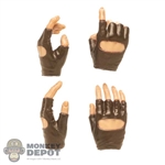 Hands: Very Cool Female Brown Molded Fingerless Gloved Hand Set