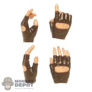 Hands: Very Cool Female Brown Molded Fingerless Gloved Hand Set