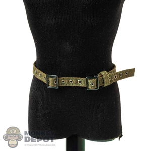 Belt: Very Cool Female Green Cloth Belt w/Metal Eyelets and Extra Buckle (Lightly Weathered)
