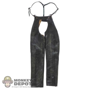 Pants: Very Cool Female Weathered Brown Leather-Like Chaps w/Suspenders