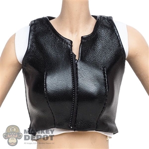 Shirt: VS Toys Female Black Leather-Like Sleeveless Vest