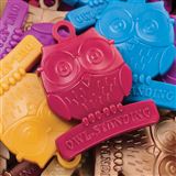 Owl-shaped student achievement award with "Owl-Standing" inscription. 7 assorted colors.