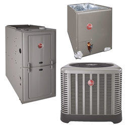 3.5 Ton Rheem 15.5 SEER2 100K BTU System RA14AZ42AJ1N, RCFZ4821STANM, R801T1005A21UHS