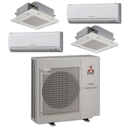 Mini Split Multi 4 Zone Mitsubishi up to 19.2 SEER Heat Pump System MXZ-4C36NA3-U1 x 4 Wall Mount or Ceiling Cassette