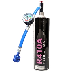 Freon R410A Refrigerant 28.2oz Disposable One Step Can With Gauge & Hose 1/4" Connection
