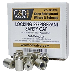 C&D Valve 410A Refrigerant Supco 1/4" Locking Caps 50 Pack, CD2290-50