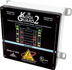Kool Guard Intelligent In-Line Voltage Monitoring & Surge Protection System For 120/208VAC &120/240VAC Single Phase HVAC Equipment