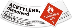 Acetylene UN1001 Tank Cylinder Shoulder Sticker Label