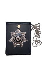 Strong Leather Badge and ID Holder for Only Around The Neck With Chain