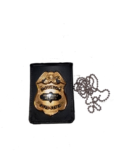 Strong Leather Badge and ID Holder With Chain