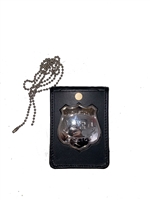 Strong Leather Badge and ID Holder With Chain